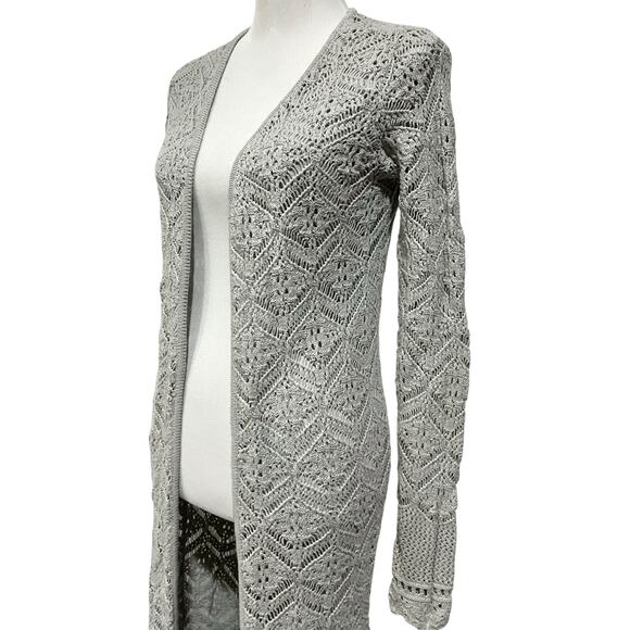 Chico’s Duster Cardigan White Lightweight Sheer Long Sz 0 (S-4) - Picture 5 of 12